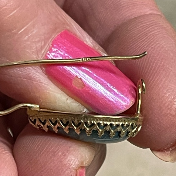 14 karat gold, sleeping beauty, raw turquoise earrings - Picture 4 of 7